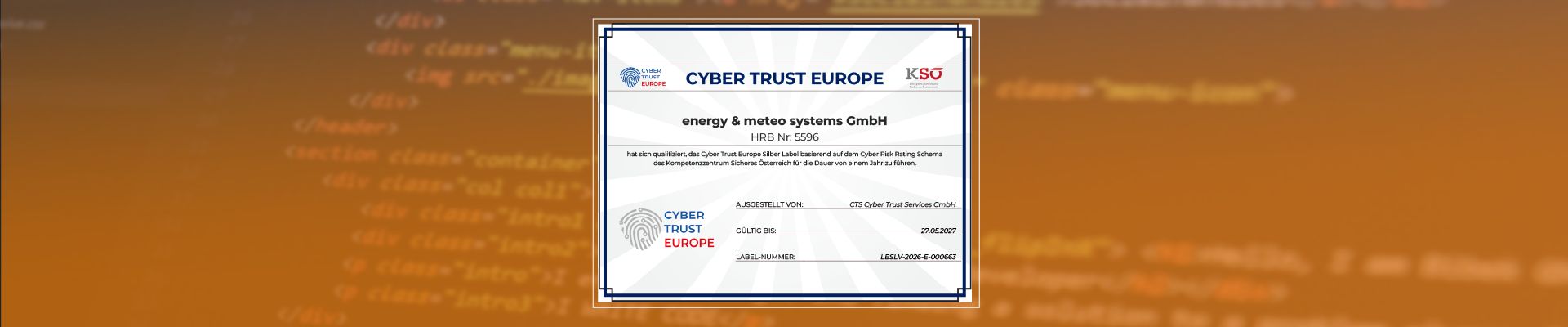 Cyber Trust Europe Label in Silver for energy & meteo systems